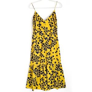 Asos Design Curve Leopard Print Midi Slip Dress Womens 8 Spaghetti Strap New NWT